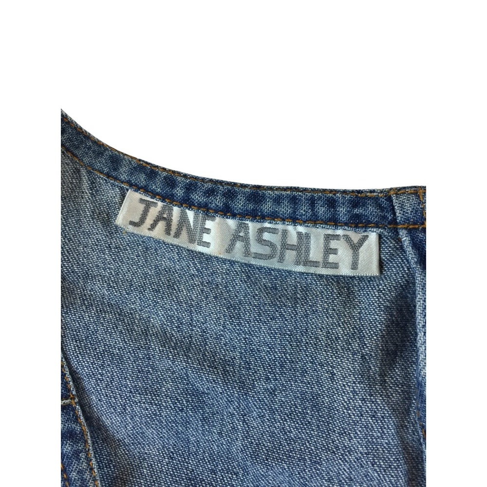 Jane Ashley Jumper Dress Womens L Blue‎ Denim Vintage Maxi Embroidered Floral - Picture 5 of 9
